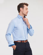 Russell Collection Tailored Contrast Herringbone Shirt LS