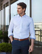 Russell Collection Tailored Contrast Herringbone Shirt LS