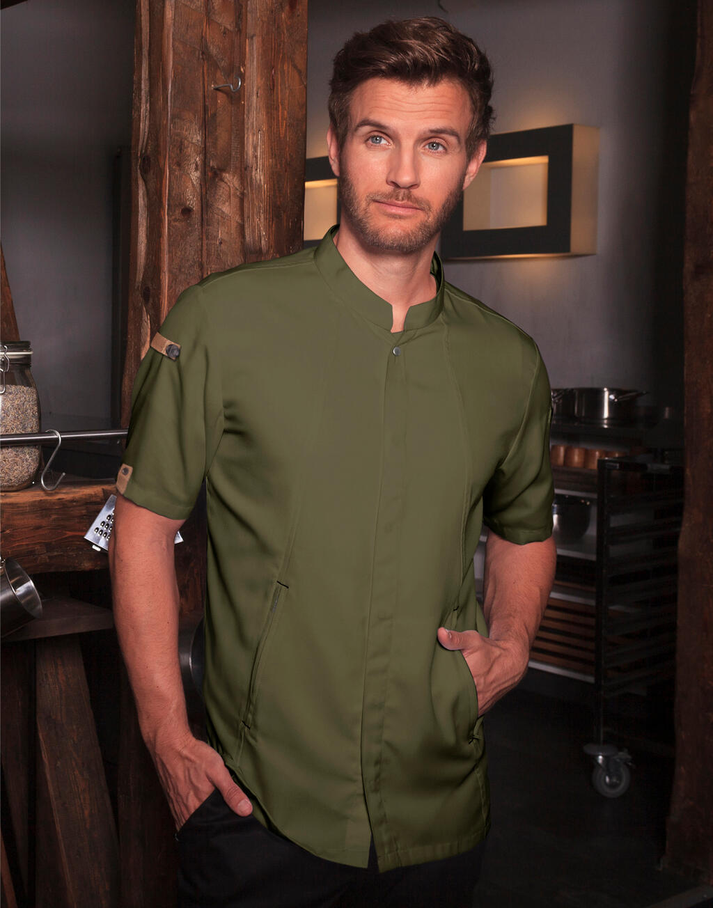 Karlowsky Short-Sleeve Chef Jacket Green-Generation