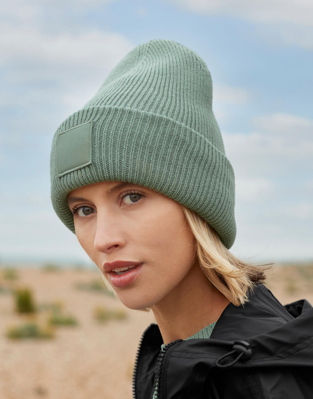 Beechfield Deep Cuffed Tonal Patch Beanie
