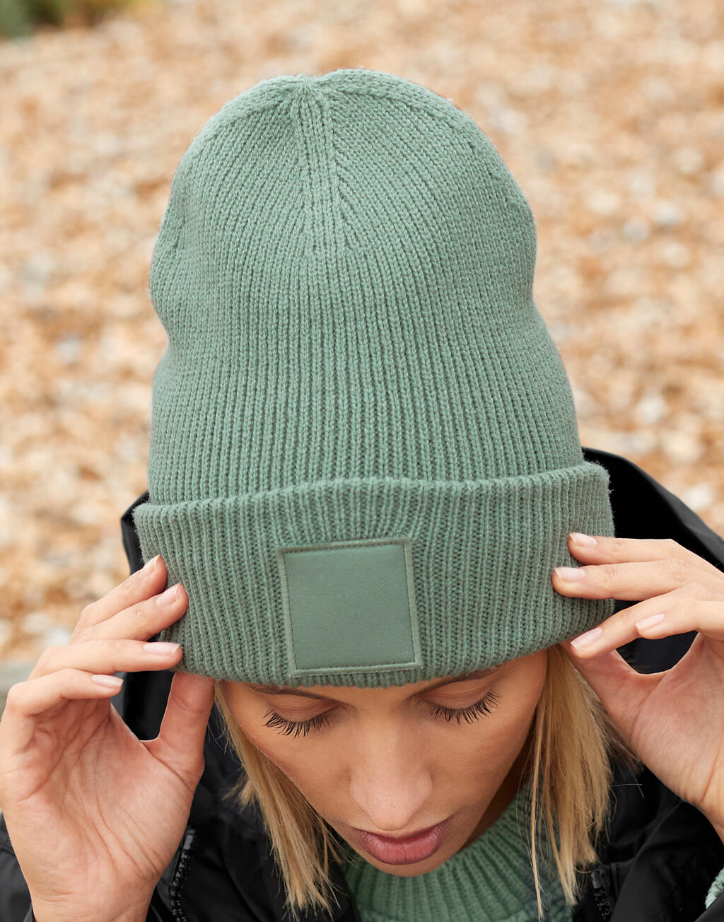 Beechfield Deep Cuffed Tonal Patch Beanie