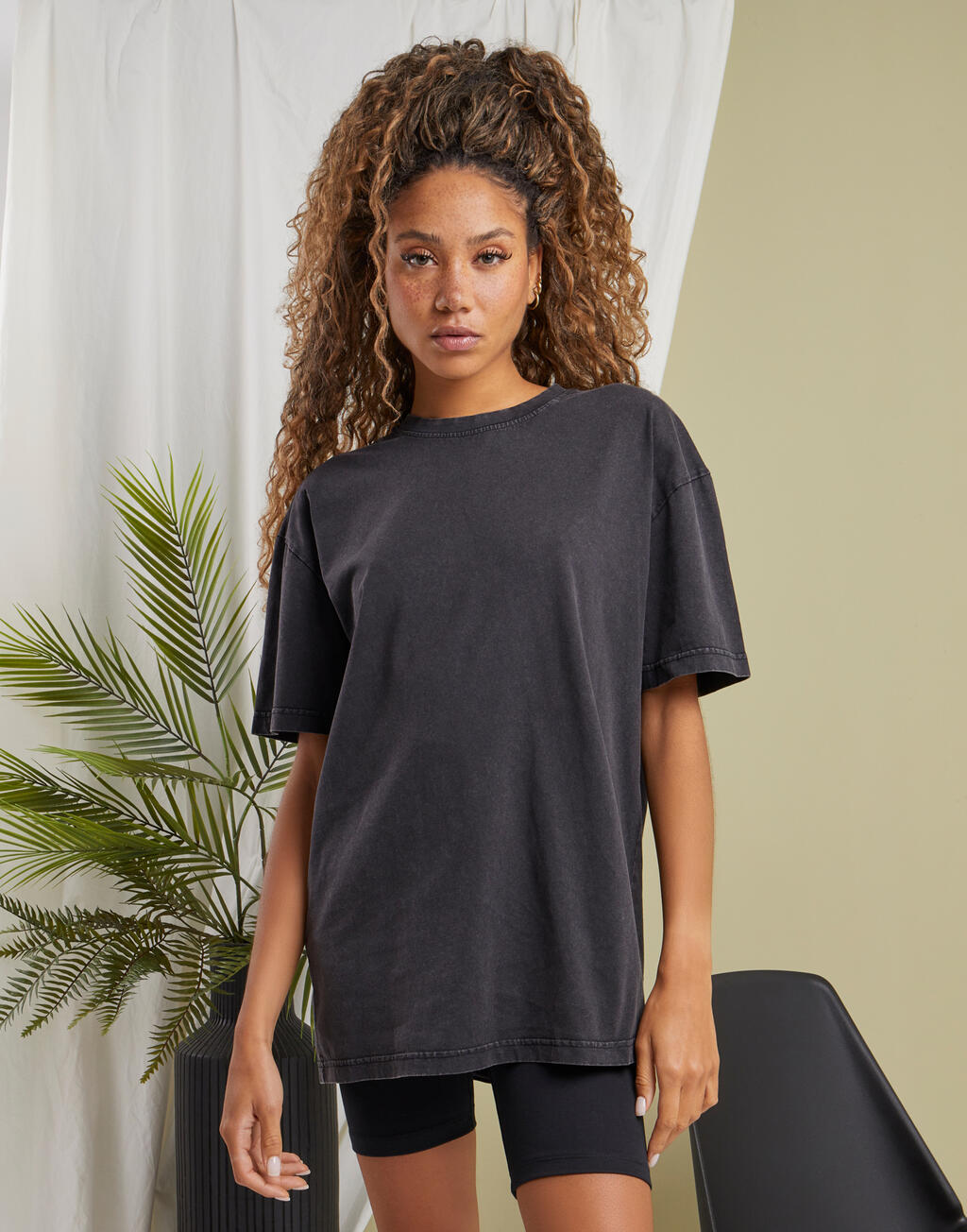 Build Your Brand Ladies Oversized Acid Wash