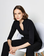 Kustom Kit Regular Fit Mandarin Collar Top 3/4 Sleeve