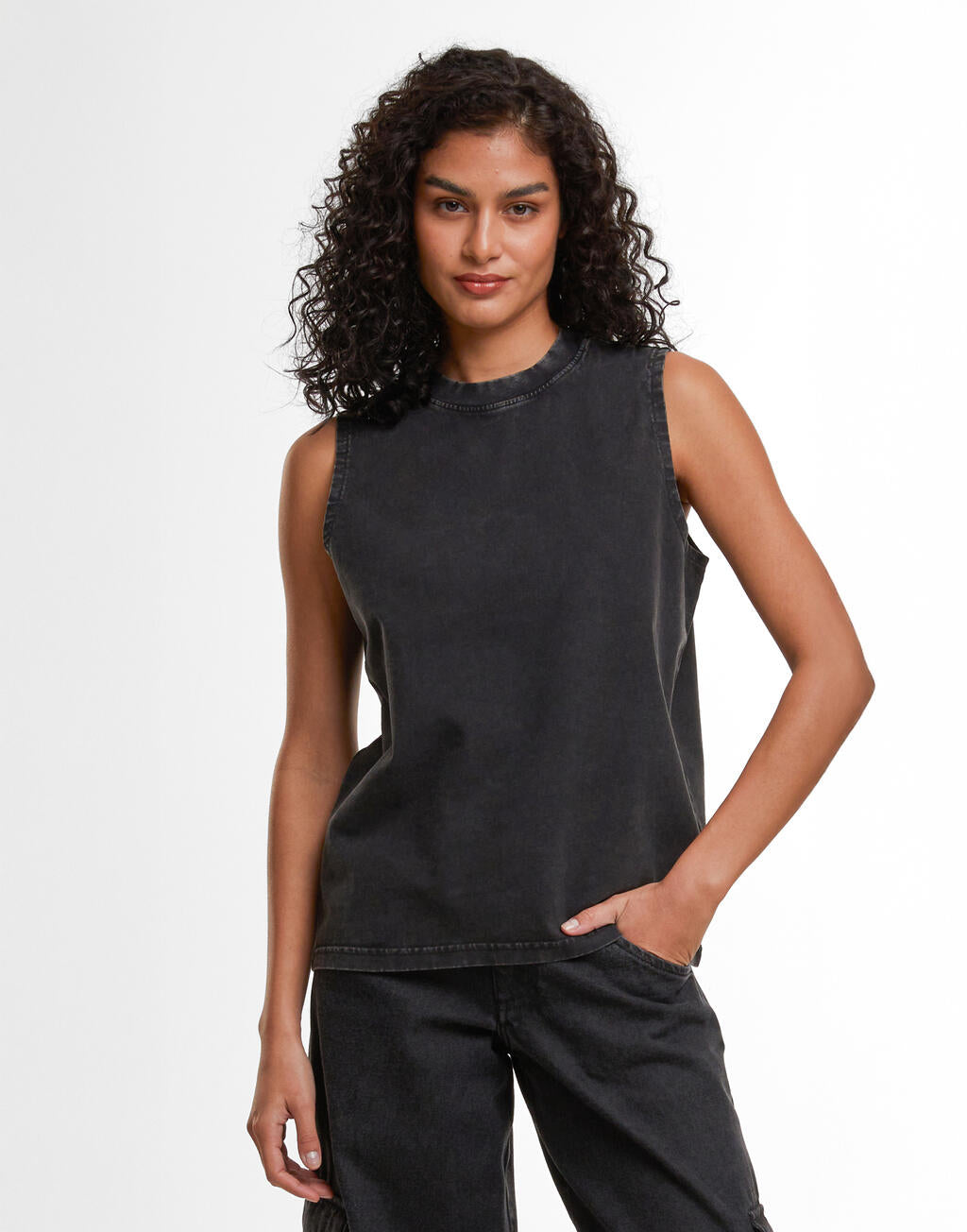 Build Your Brand Ladies Vintage Washed Sleeveless Tee