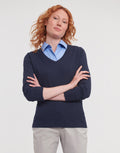 Russell Collection Ladies V-Neck Knitted Pullover