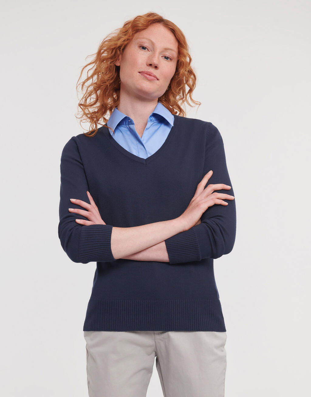 Russell Collection Ladies V-Neck Knitted Pullover