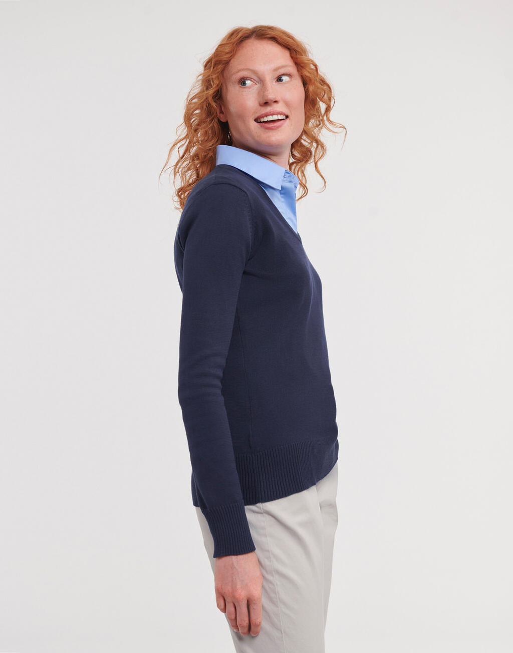 Russell Collection Ladies V-Neck Knitted Pullover