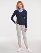 Russell Collection Ladies V-Neck Knitted Pullover