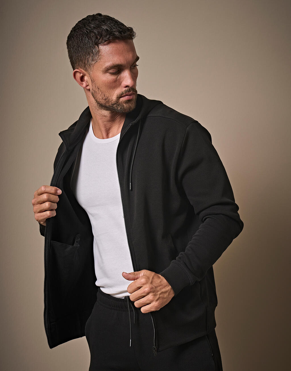 Tee Jays Ribbed Interlock Hooded Full Zip