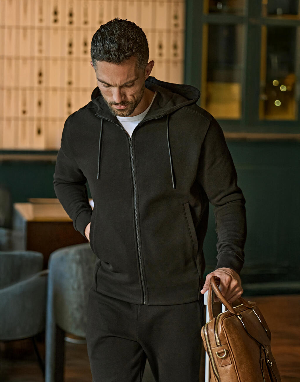 Tee Jays Ribbed Interlock Hooded Full Zip