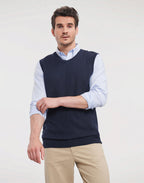 Russell Collection Adults' V-Neck Sleeveless Knitted Pullover