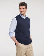 Russell Collection Adults' V-Neck Sleeveless Knitted Pullover