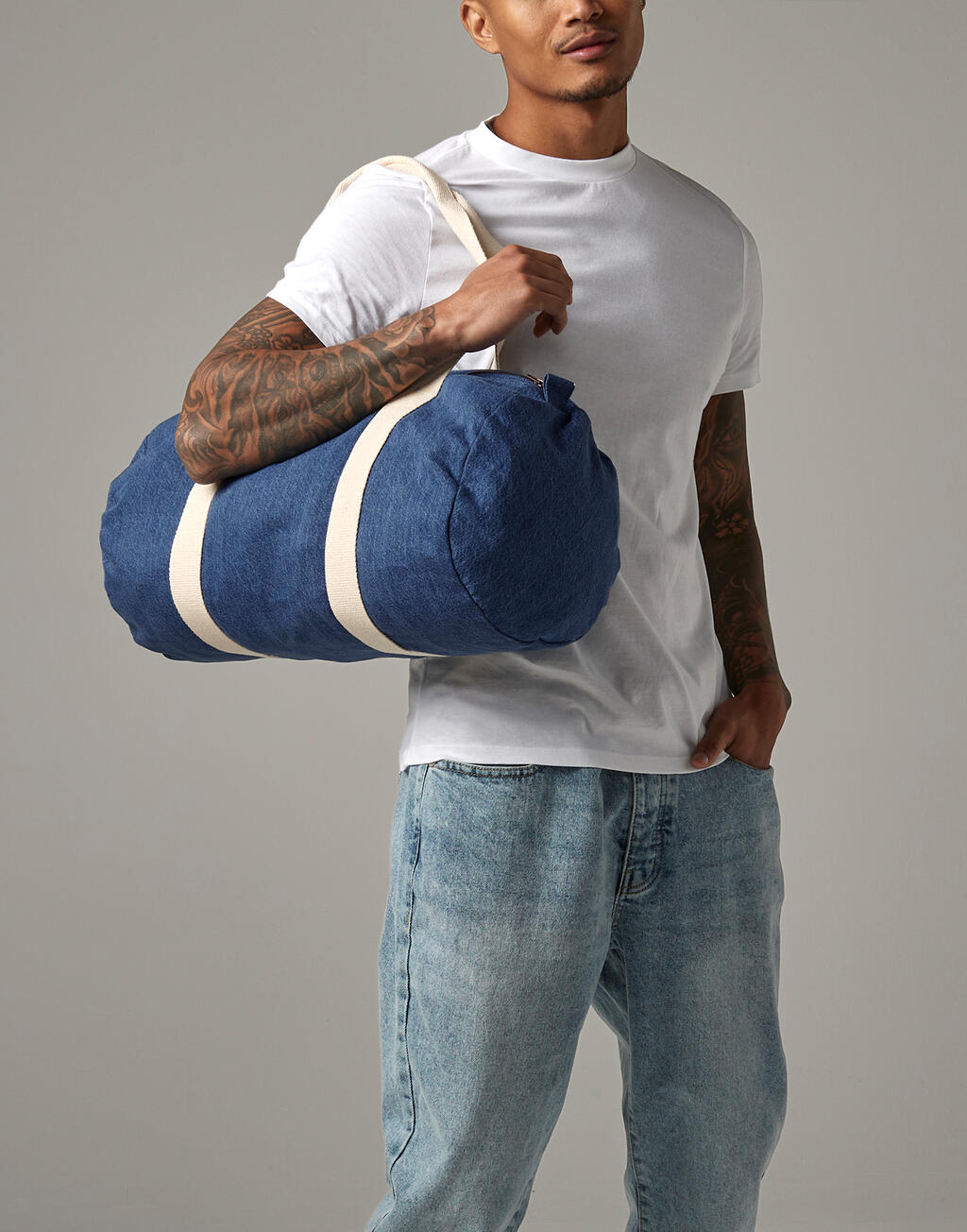 Bagbase Denim Barrel Bag
