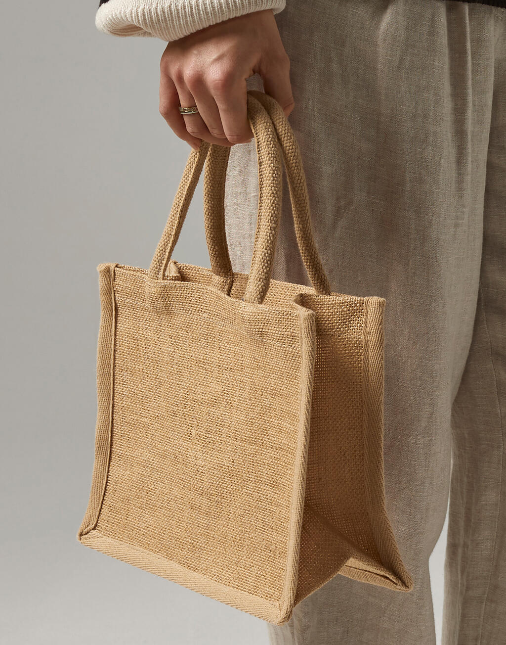Westford Mill Natural Starched Jute Mini Gift Bag