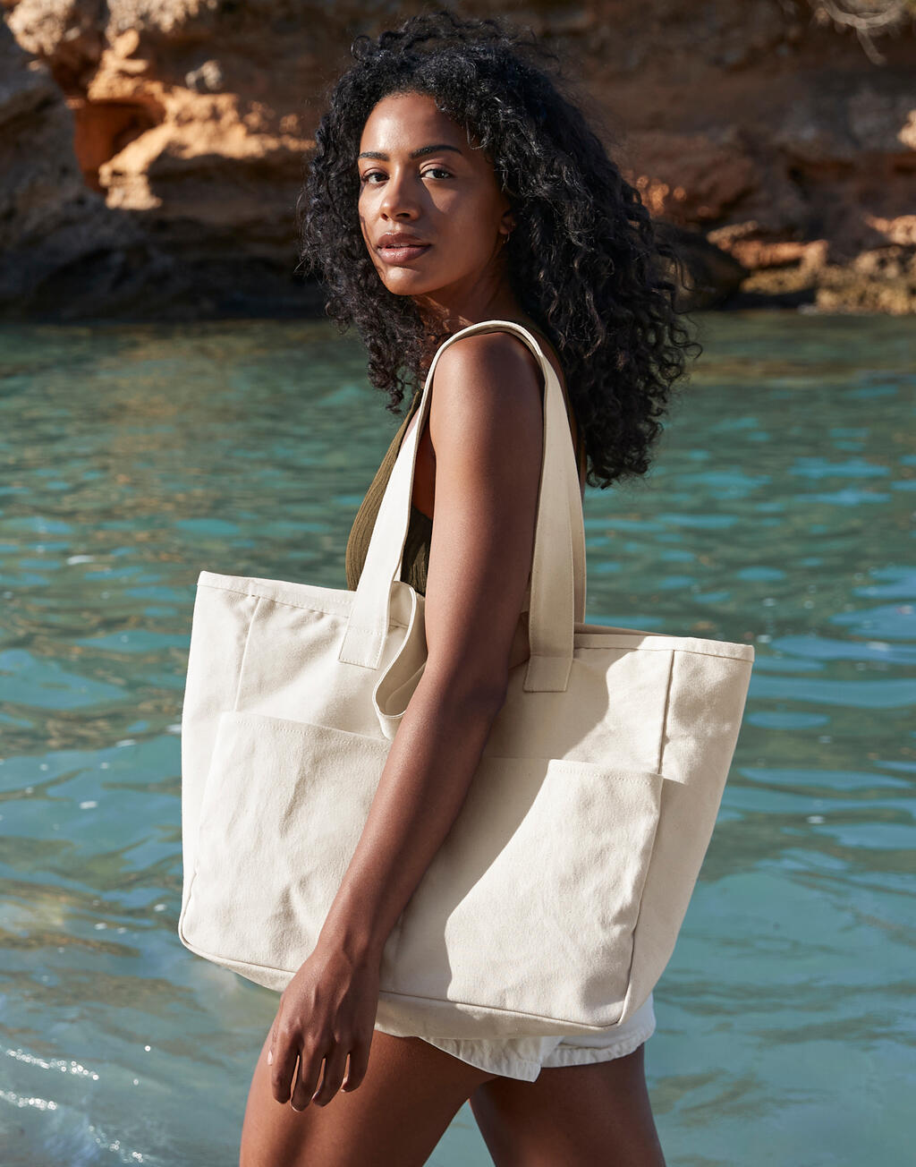 Westford Mill Double Handle Cargo Pocket Tote