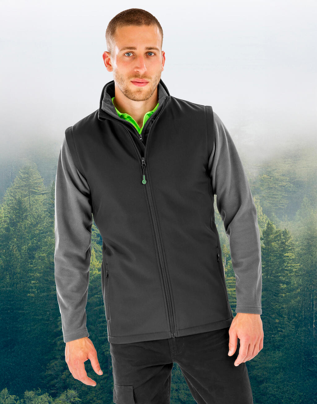 Result Recycled Men's Recycled 2-Layer Printable Softshell B/W