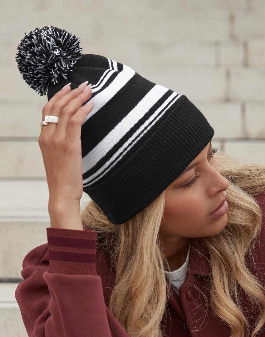 Beechfield Striped Fan Beanie