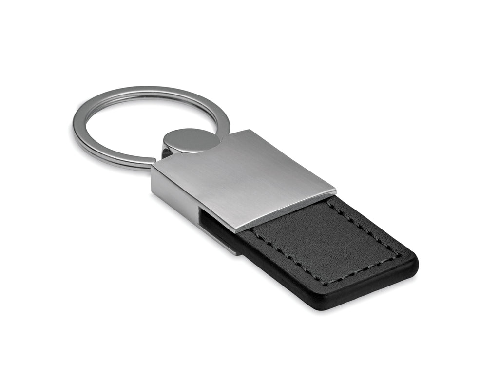 COLUMBUS – PU and metal key ring – Black