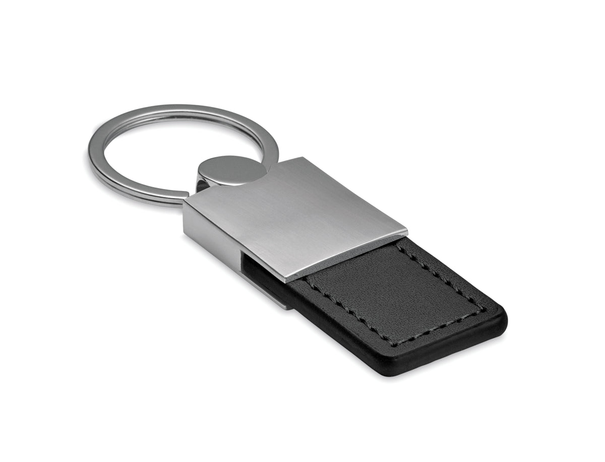 COLUMBUS – PU and metal key ring – Black