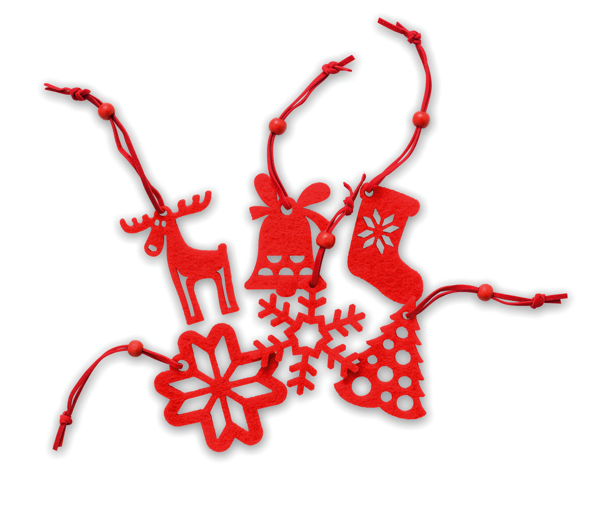 ROUGE – Set of 6 felt tree hangers – item picture back