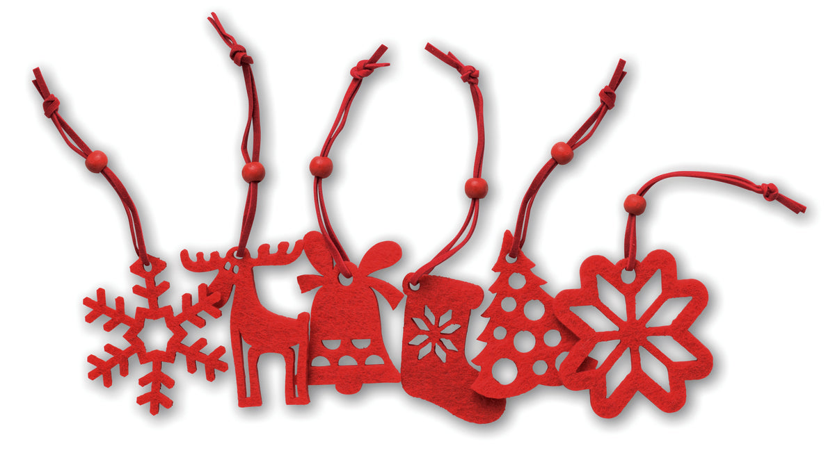 ROUGE – Set of 6 felt tree hangers – Red