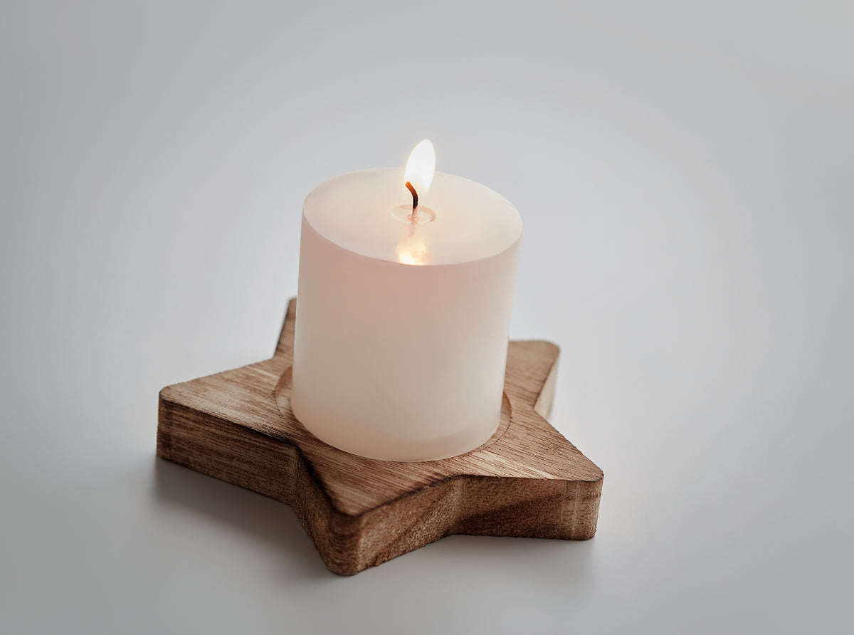 LOTUS – Candle on star wooden base – item detail picture