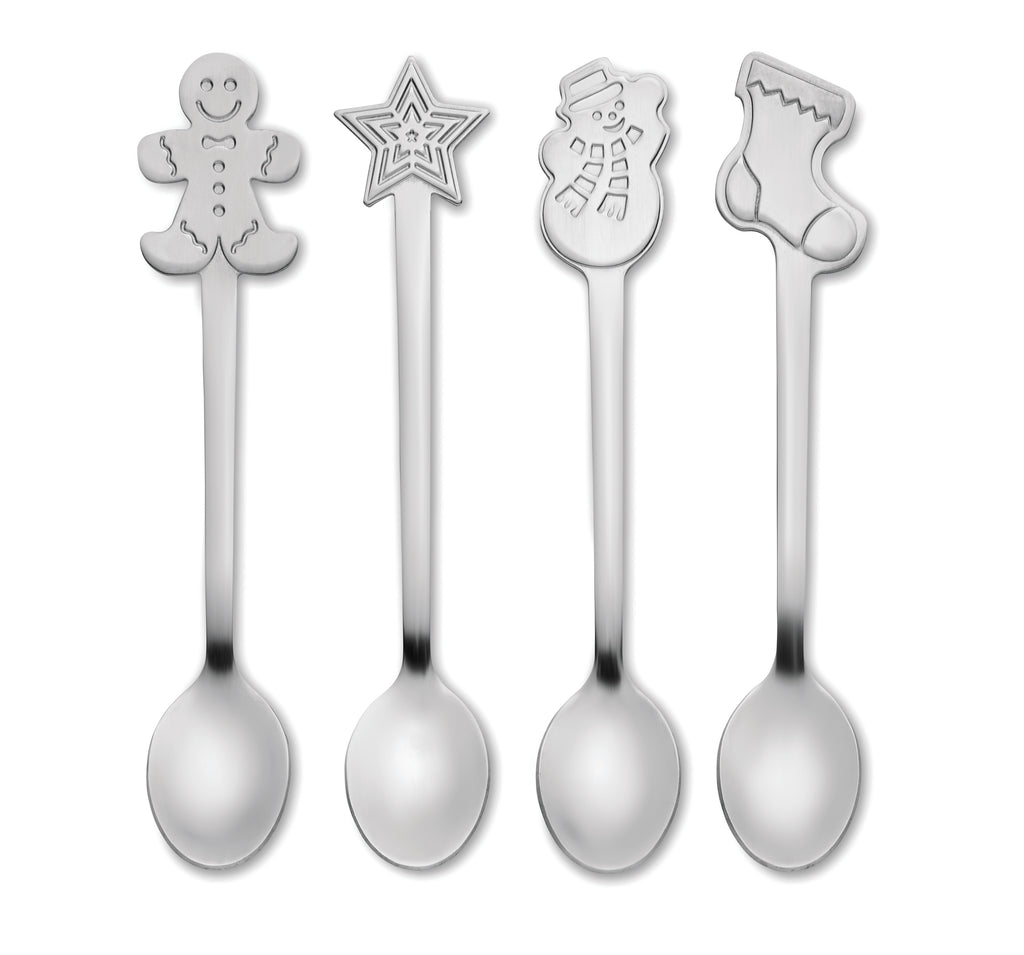 CHIP SET – Set of 4 Christmas tea spoon – Matt Silver