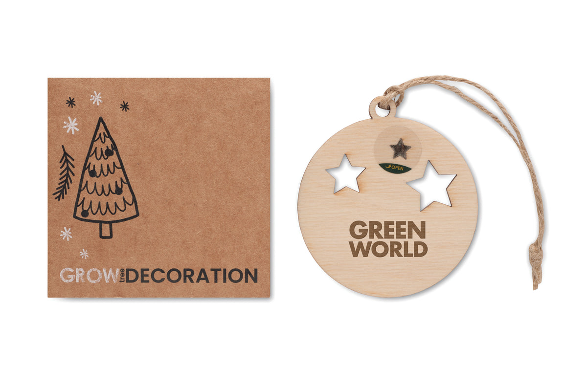 ROSEED – Wooden bauble shape hanger – item picture printed