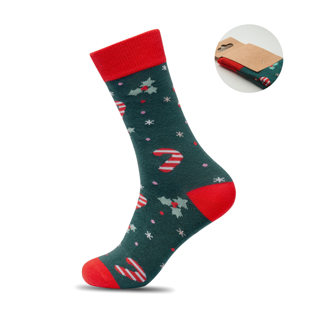 SOC MEDIUM – Pair of Christmas socks M – Green