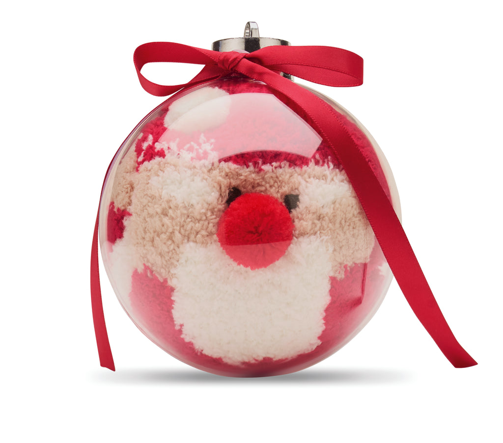 SNUG M – Santa socks in bauble ornament – item picture open