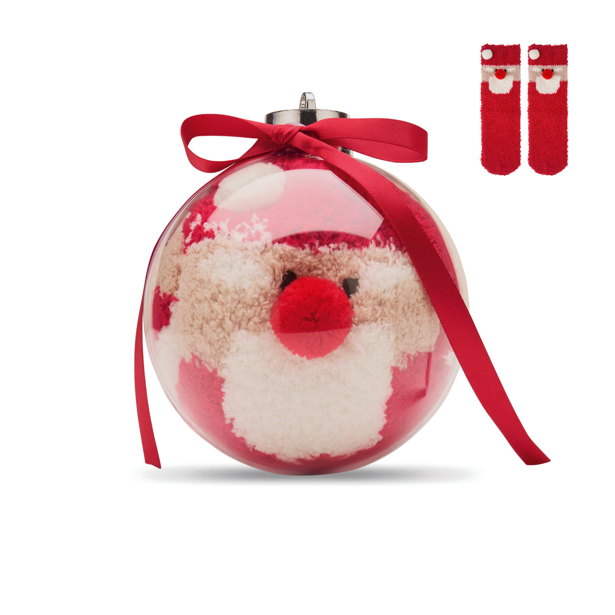 SNUG M – Santa socks in bauble ornament – Red