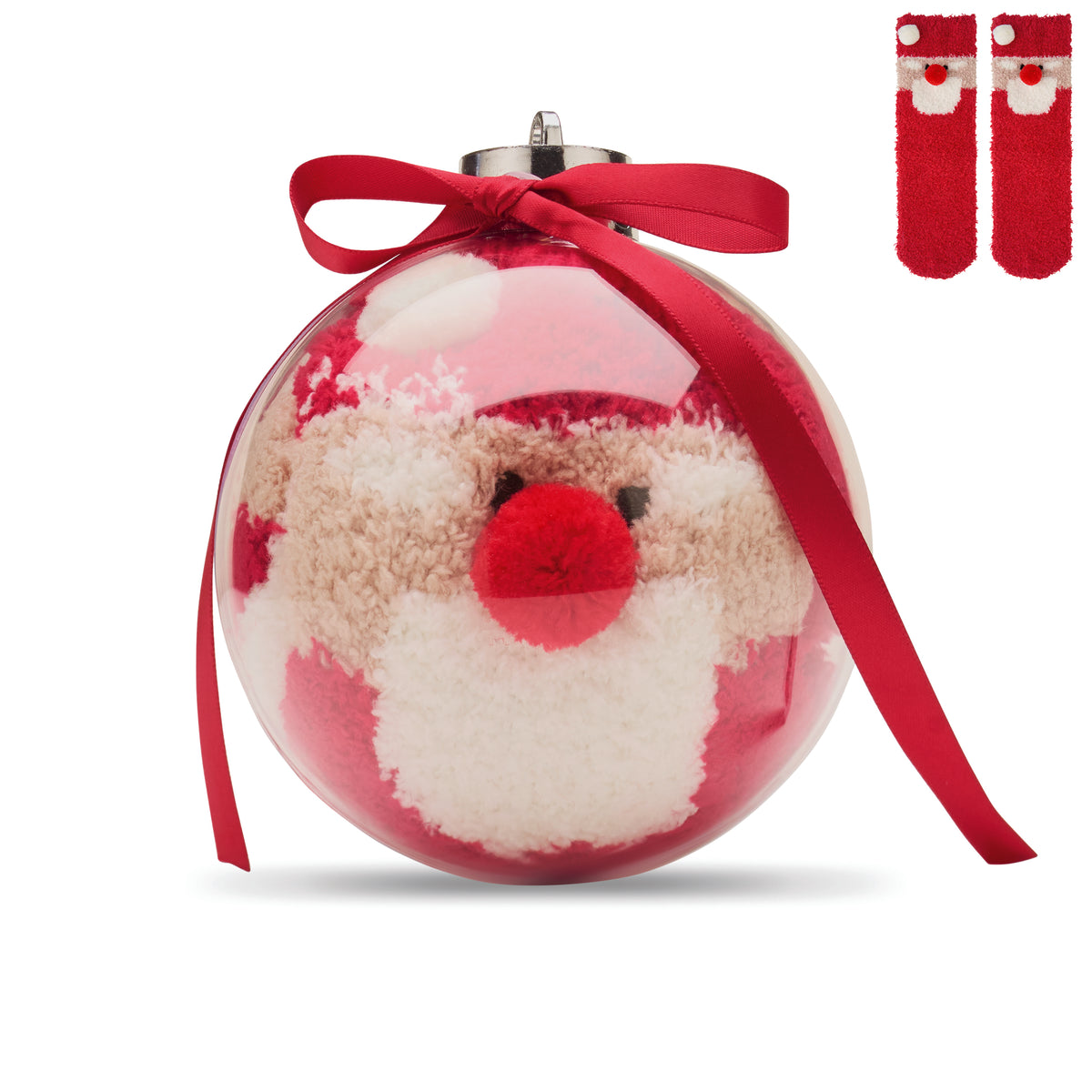 SNUG L – Santa socks in bauble ornament – Red