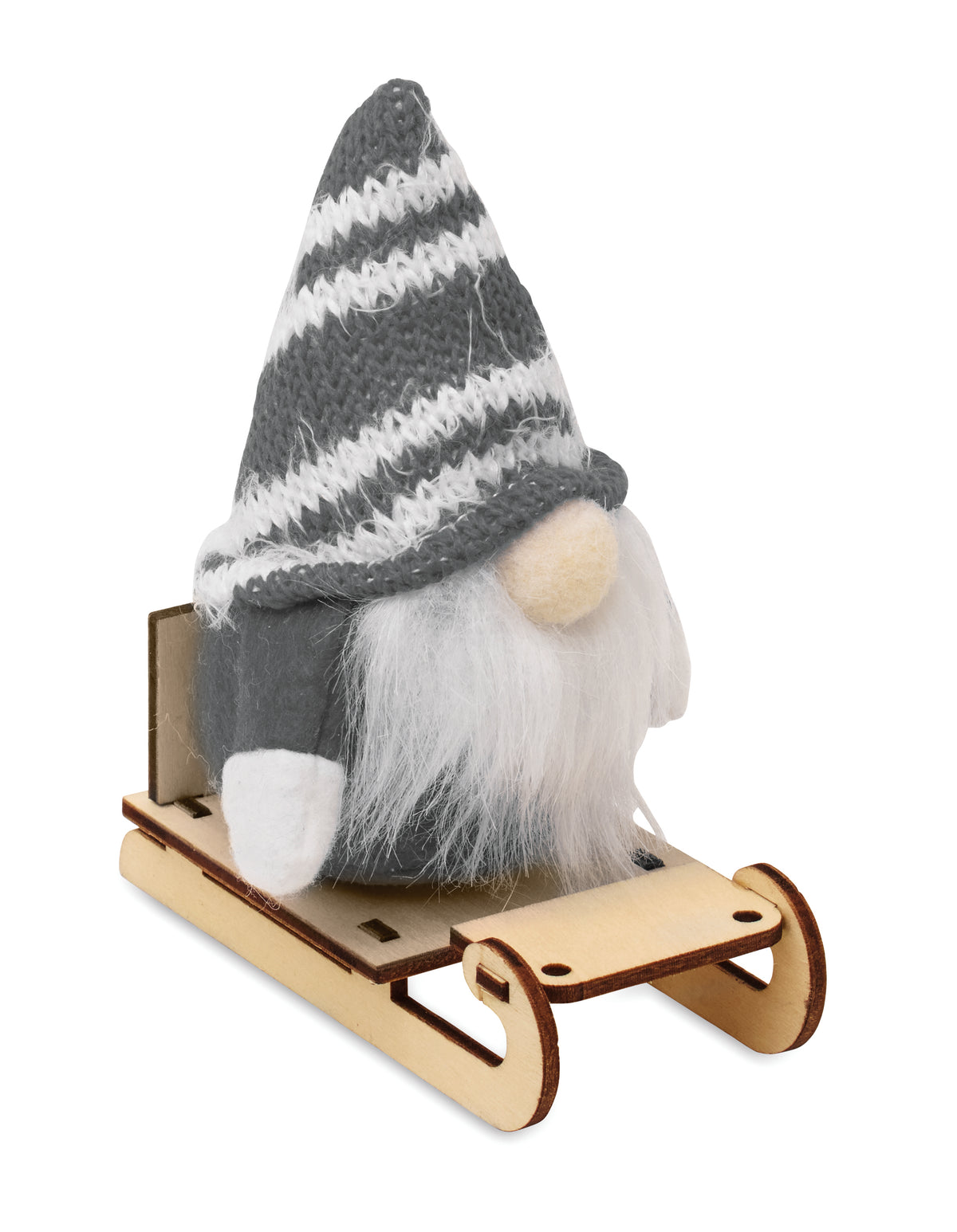 FROSTY SLEIGH – Gnome on wooden sleigh – Grey