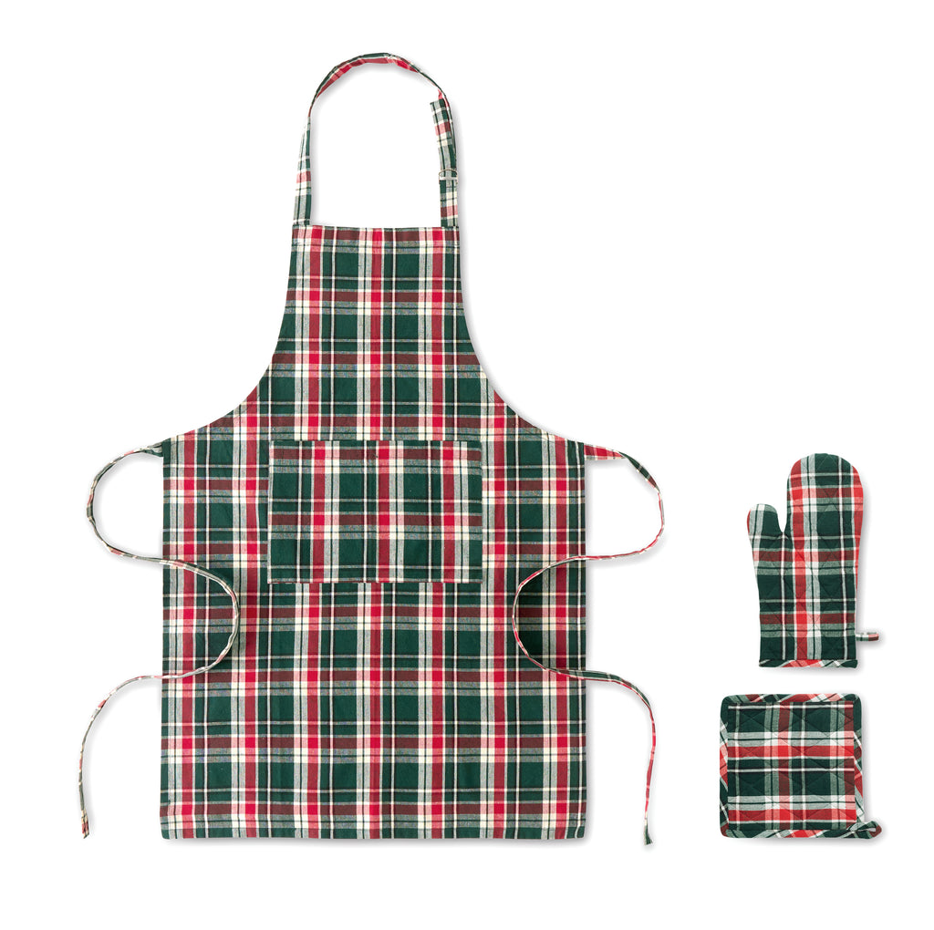 SANTAPRON – Chequered cotton kitchen set – Multicolour