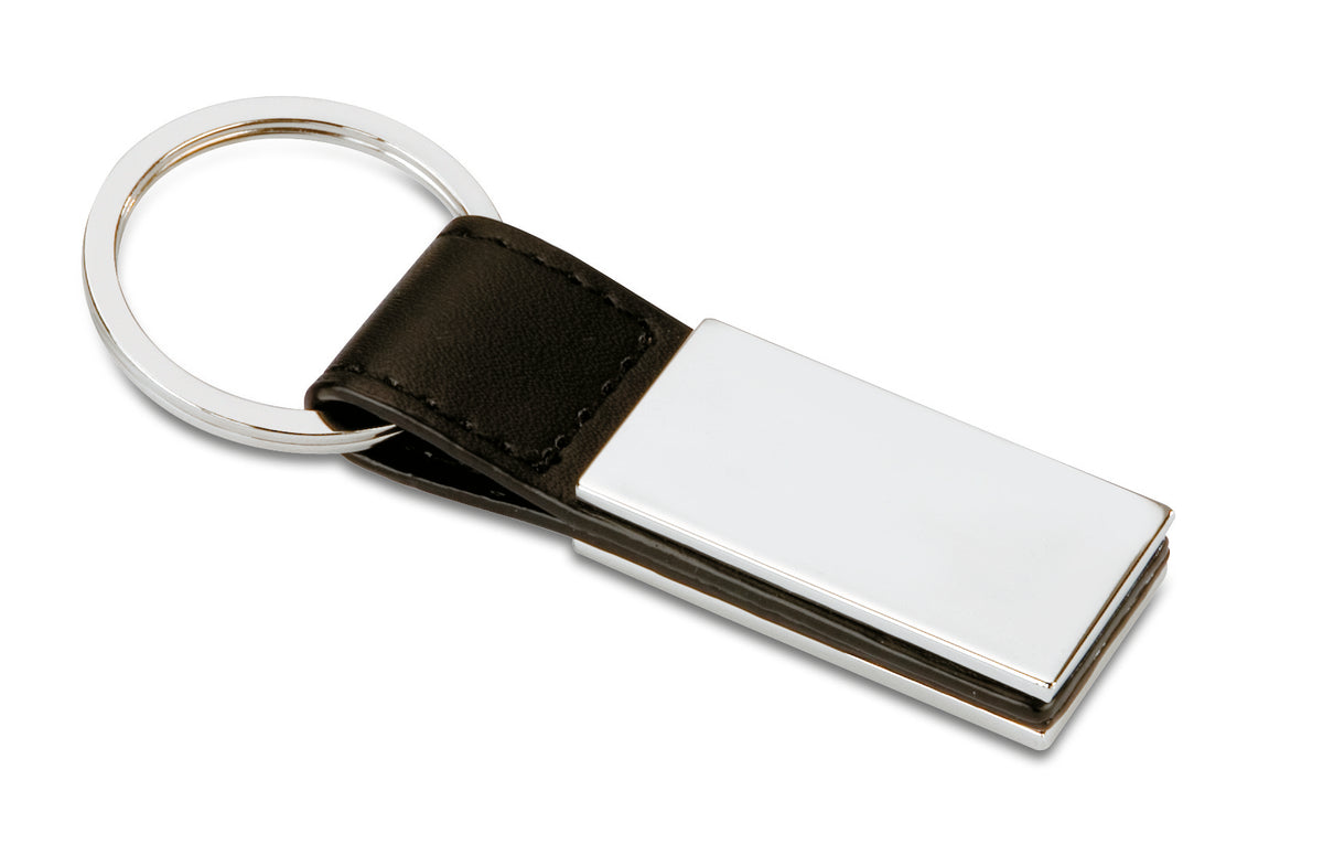 RECTANGLO – PU and metal key ring – Black