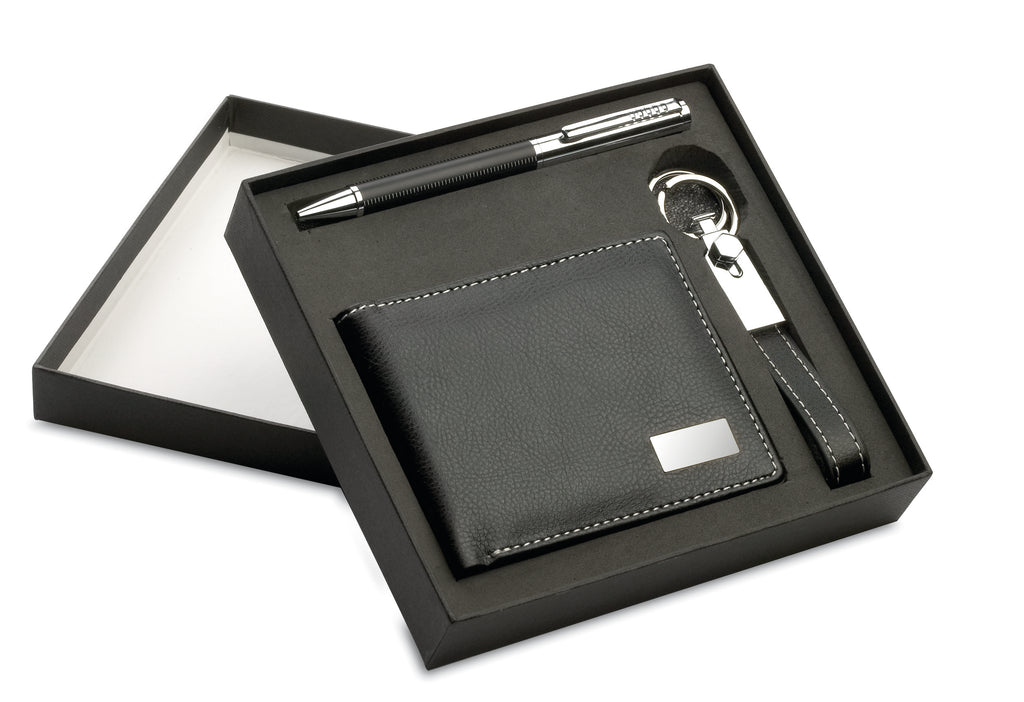 ELEGANCI – Ball pen key ring and wallet – Black