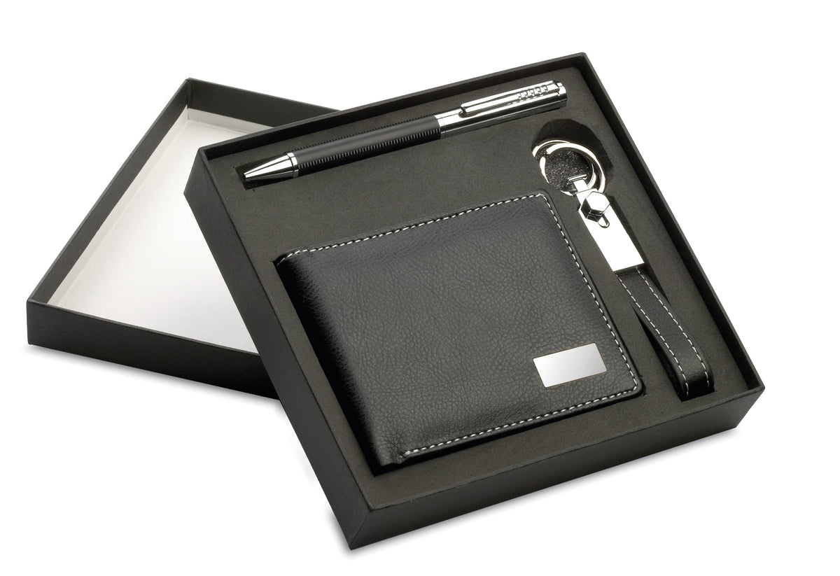 ELEGANCI – Ball pen key ring and wallet – Black