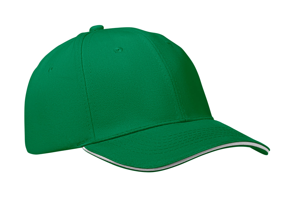 BUFFALO – 6 Panel baseball cap 260 gr/m – Prairie Green/White
