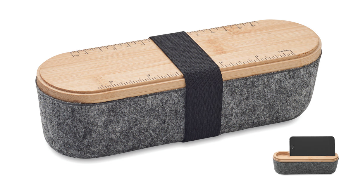 MILE – RPET felt pencil case with lid – Wood