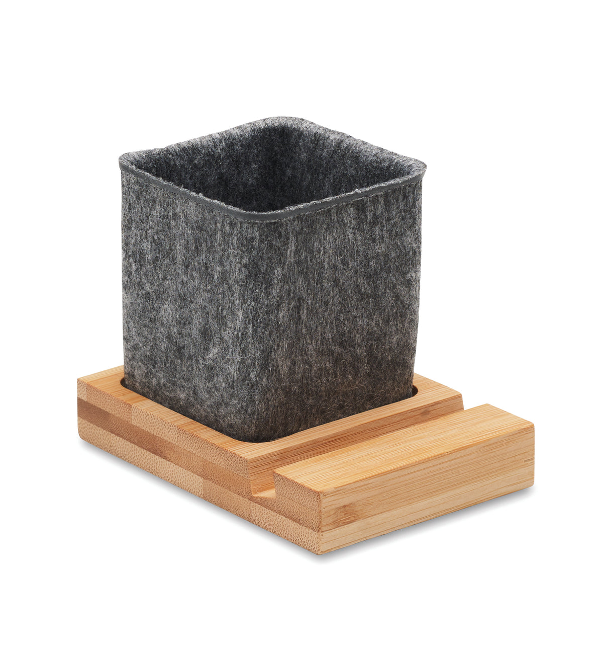 OROSTAN – RPET felt pen pot phone stand – Wood