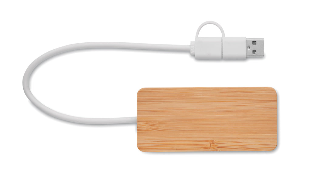 HUBBAM – Bamboo USB 3 ports hub – item picture open