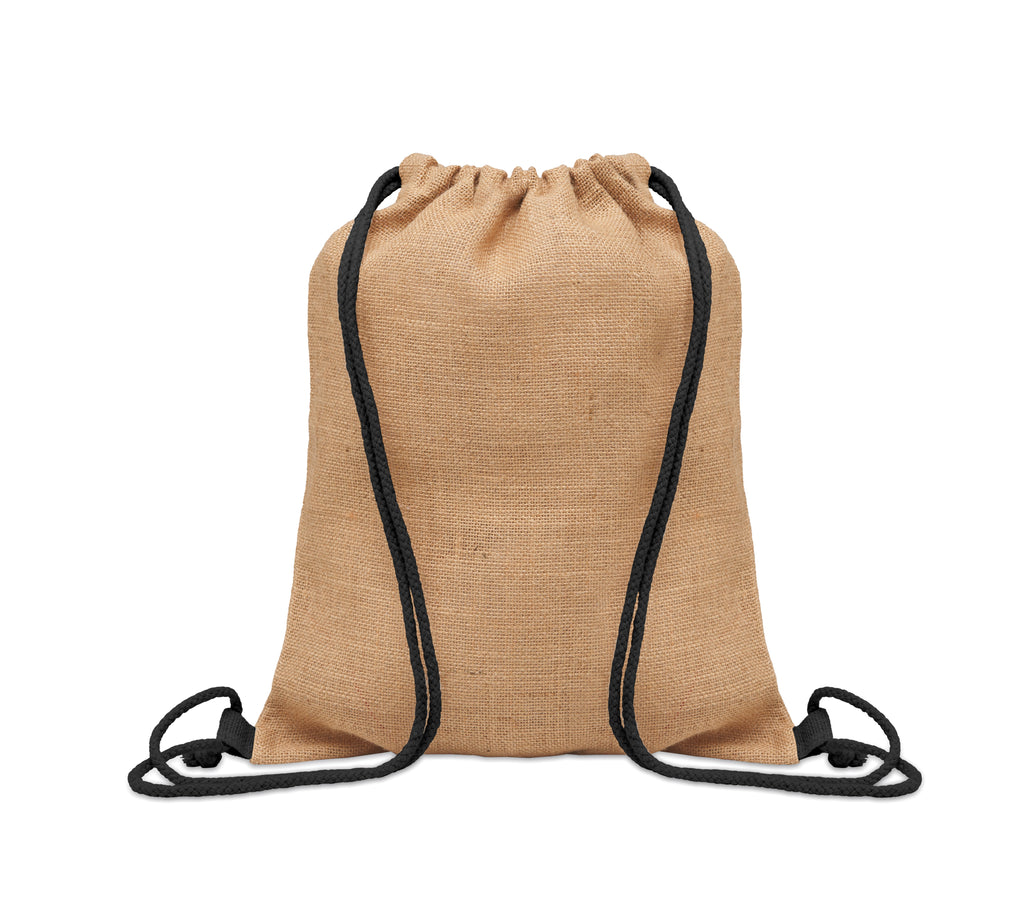 FUKURO – Jute drawstring bag – Black