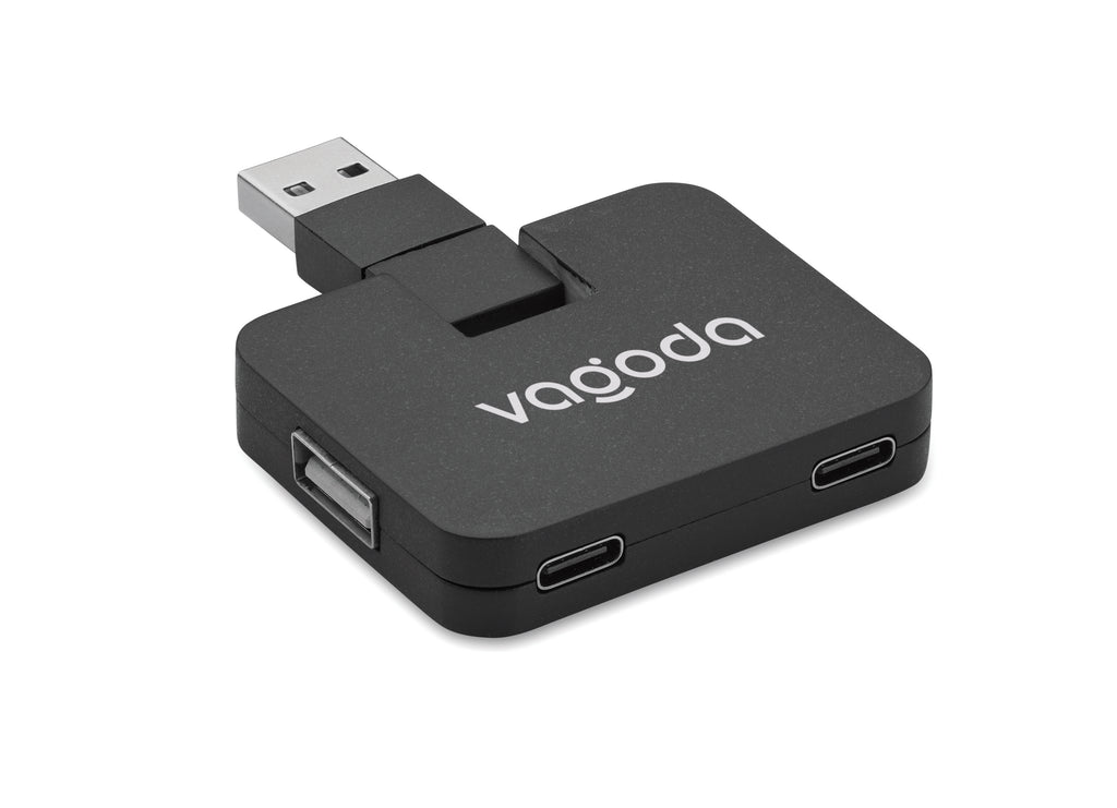 SQUARE-C – 4 port USB hub – item picture printed