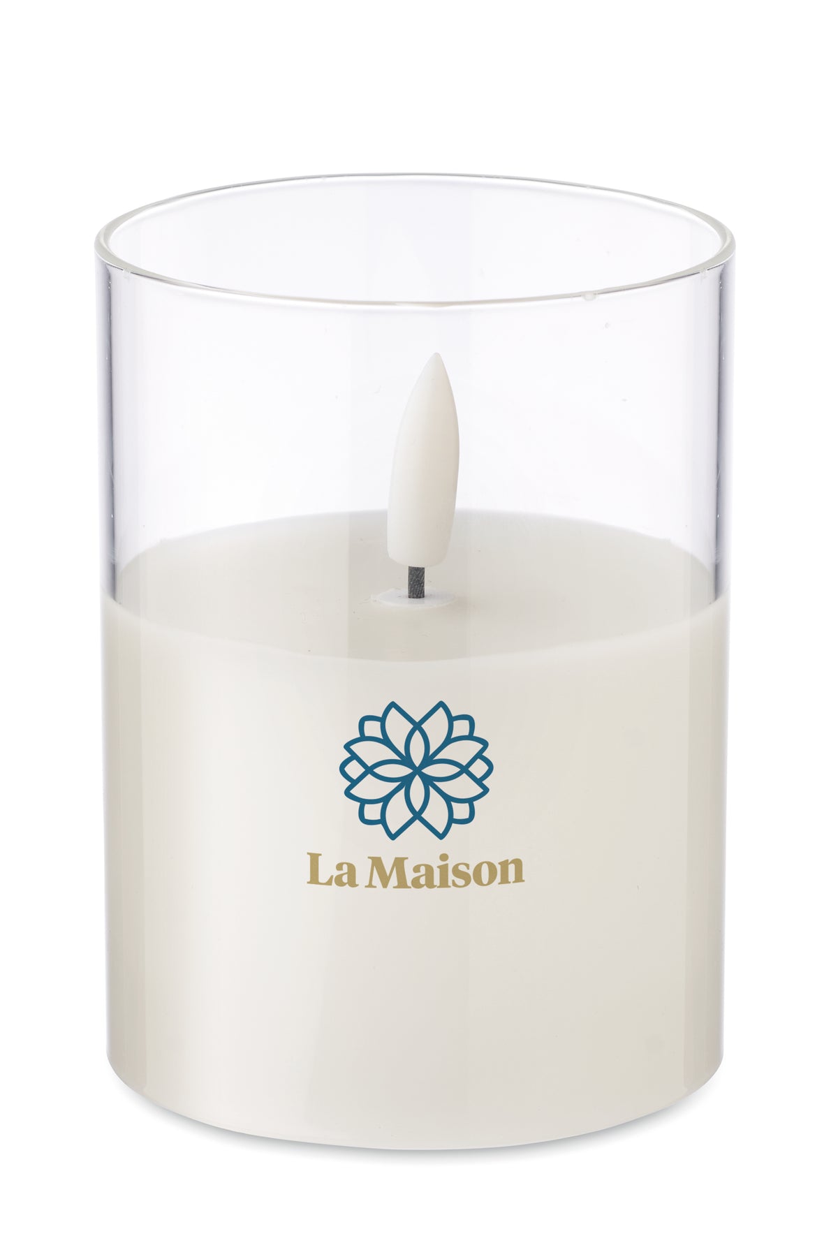 XANDLE+ – LED wax candle in glass holder – item picture printed