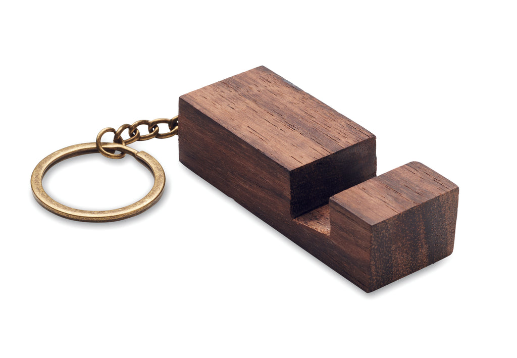 CODE – Key ring with phone stand – Wood