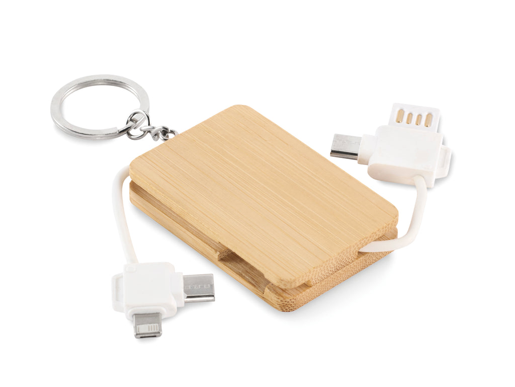 BUPOW – Key ring charging cable – Wood