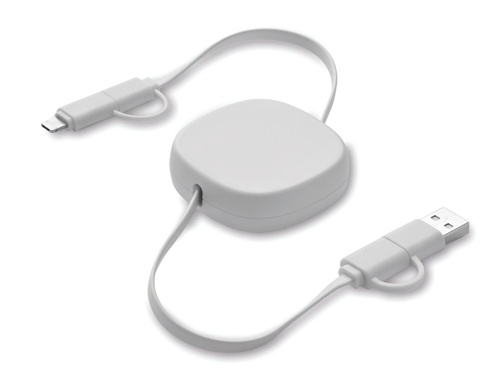 LINEA – 60W retractable charging cable – White