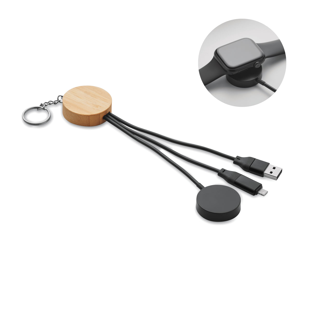 BULE – Key ring with 4 in 1 60W cable – Black
