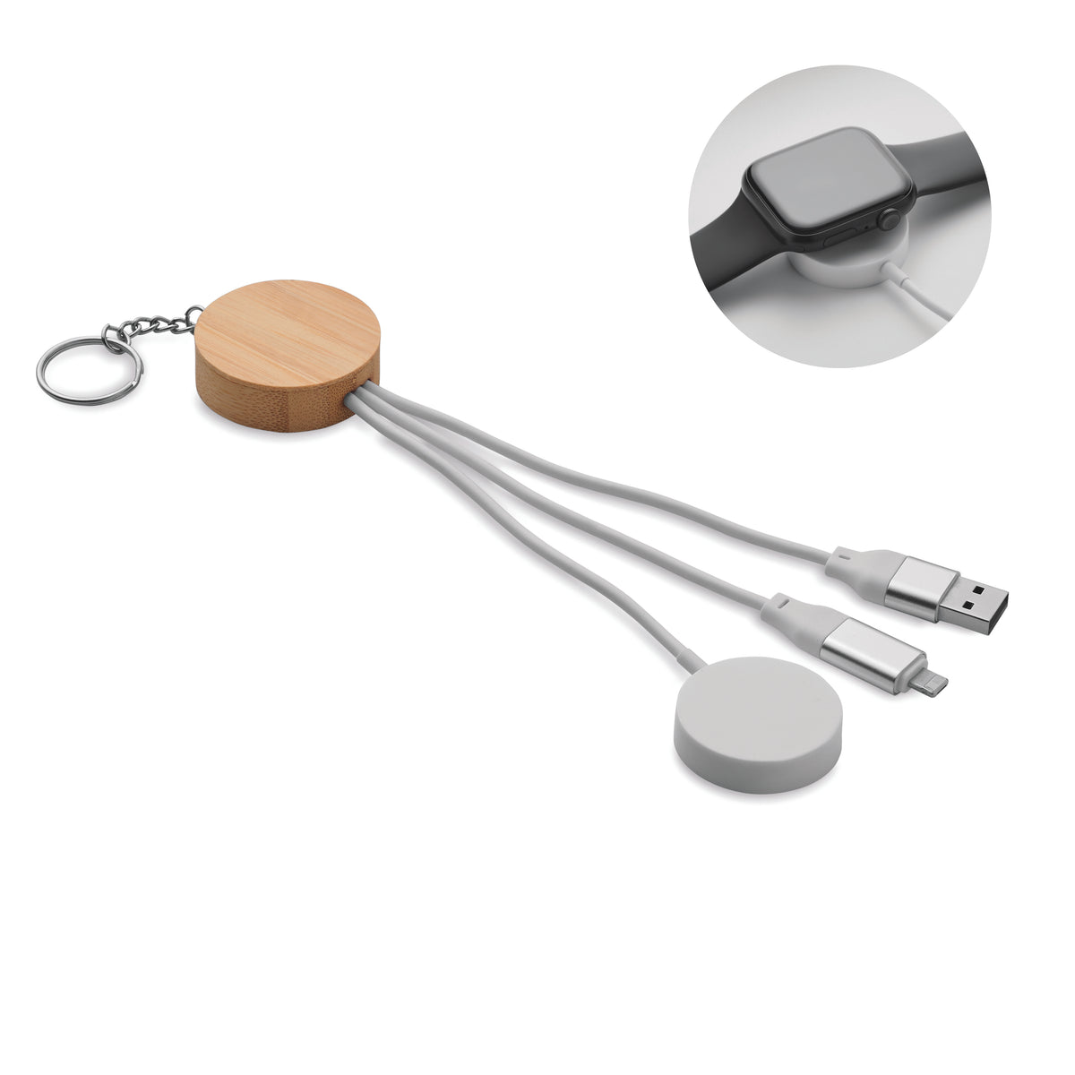 BULE – Key ring with 4 in 1 60W cable – White