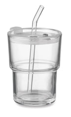 SIP – Glass tumbler with straw 400ml – Transparent